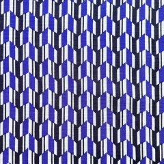 Viskosestoff mit Stretch Blusenstoff grafisches Muster, lilablau schwarz wei
