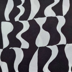 Viskose Stoff Borkenkrepp abstrakte Formen, schwarz wei