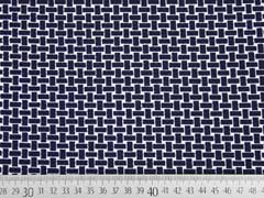 Crepe Jersey Gitternetz Muster, dunkelblau/wei