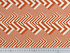 Dekostoff Leinenlook Zickzack grafisches Muster , terracotta