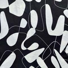Viskosejersey Stoff abstraktes Muster, wei schwarz