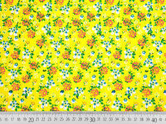 Baumwolle Blumen, bunt auf gelb