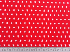 Jersey Sterne 1 cm, weiss auf rot