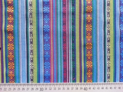 Mexiko Stoff Ethno Look Streifen & Borten, blau