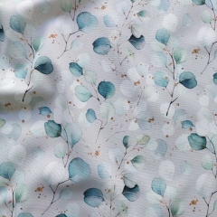 Canvas Stoff Eukalyptusbltter Digitaldruck,mint weiss hellgrau