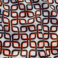 Viskose Twillstoff grafisches Muster Stone washed, orange dunkelblau cremewei