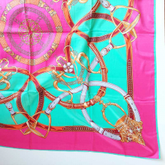 Halstuch Seile Steigbgel quadratisch 130 cm x 130 cm, pink mintgrn