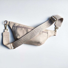 Taschengurt Taschenriemen grafisches Muster 3D- natur - cremeweies Leder - silber Schnallen