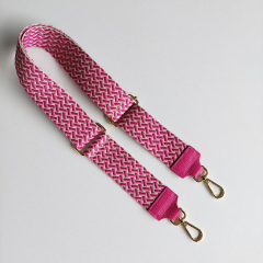 Taschengurt Taschenriemen Webmuster Weave - hellbeige pink -pinkes Leder- gold Schnallen