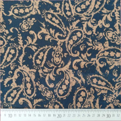 Blusenstoff Satin Velvet Paisley, camel marineblau