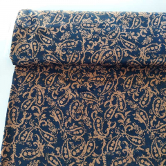 Blusenstoff Satin Velvet Paisley, camel marineblau