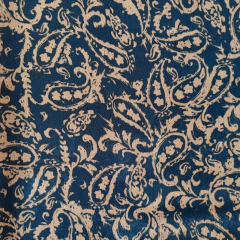 Blusenstoff Satin Velvet Paisley, camel marineblau