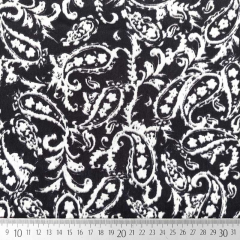 Blusenstoff Satin Velvet Paisley, wei schwarz