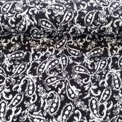 Blusenstoff Satin Velvet Paisley, wei schwarz