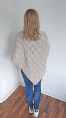 Poncho Strickstoff Zopfmuster Cape Umhang elegant klassisch, natur