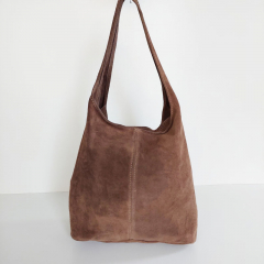 Wildleder Tasche Shopper Beutelform - matt braun