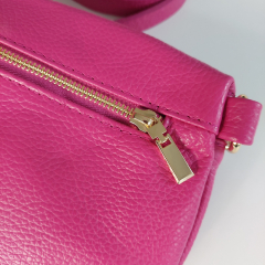 Bauchtasche Leder mit Lederriemen -pink - gold Schnallen-Made in Italy