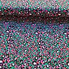 Viskosejersey Stoff kleines Leopardenmuster, pink grn