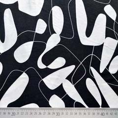 Viskosejersey Stoff abstraktes Muster, wei schwarz