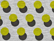 RESTSTCK 184 cm Viskosjersey Punkte Retrolook, grngelb schwarz grau meliert